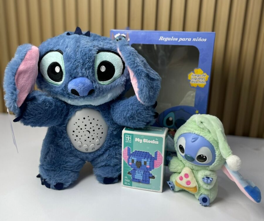 Combo Peluche 3 en 1 Stitch Labubu